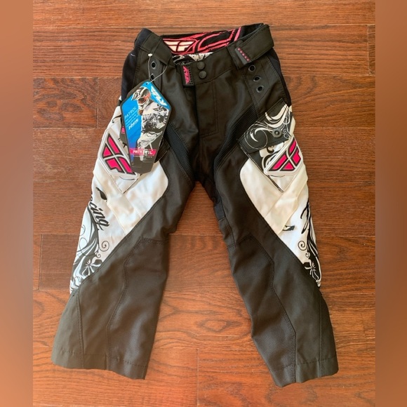 Fly racing patrol pants youth 18 moto Black pink White Motorcycle Pants - Picture 1 of 4
